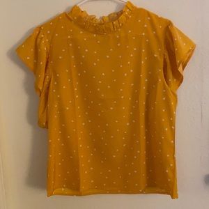 NWOT yellow heart polka dot top